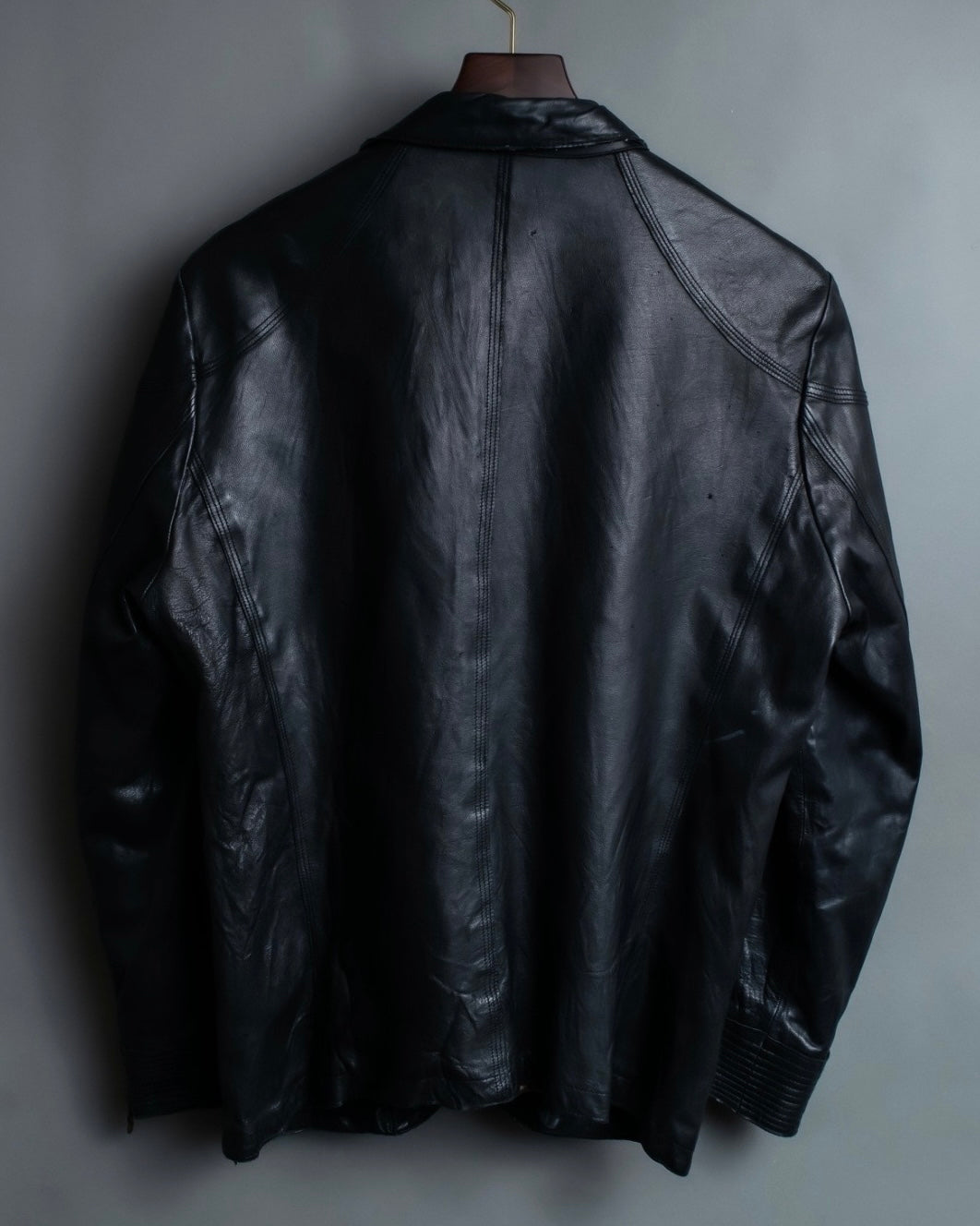 Leather Diagonal Single Jacket