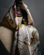 “GUCCI” 70’s-80’s Harvest motif silk scarf