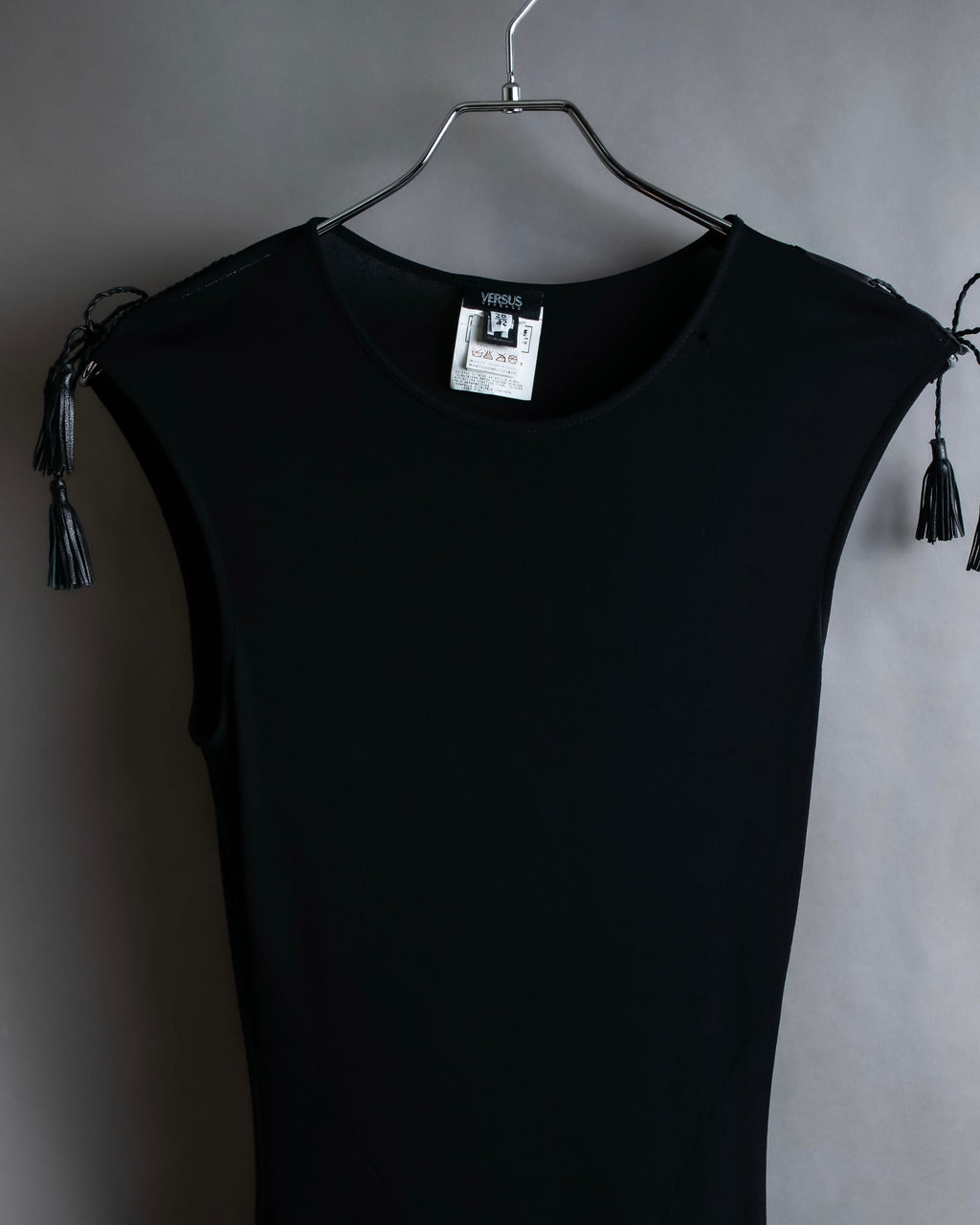 "GIANNI VERSACE" Tassel lace-up design A-line silhouette black dress