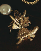 "DIOR" 20's Sculptural turtle long pendant necklace