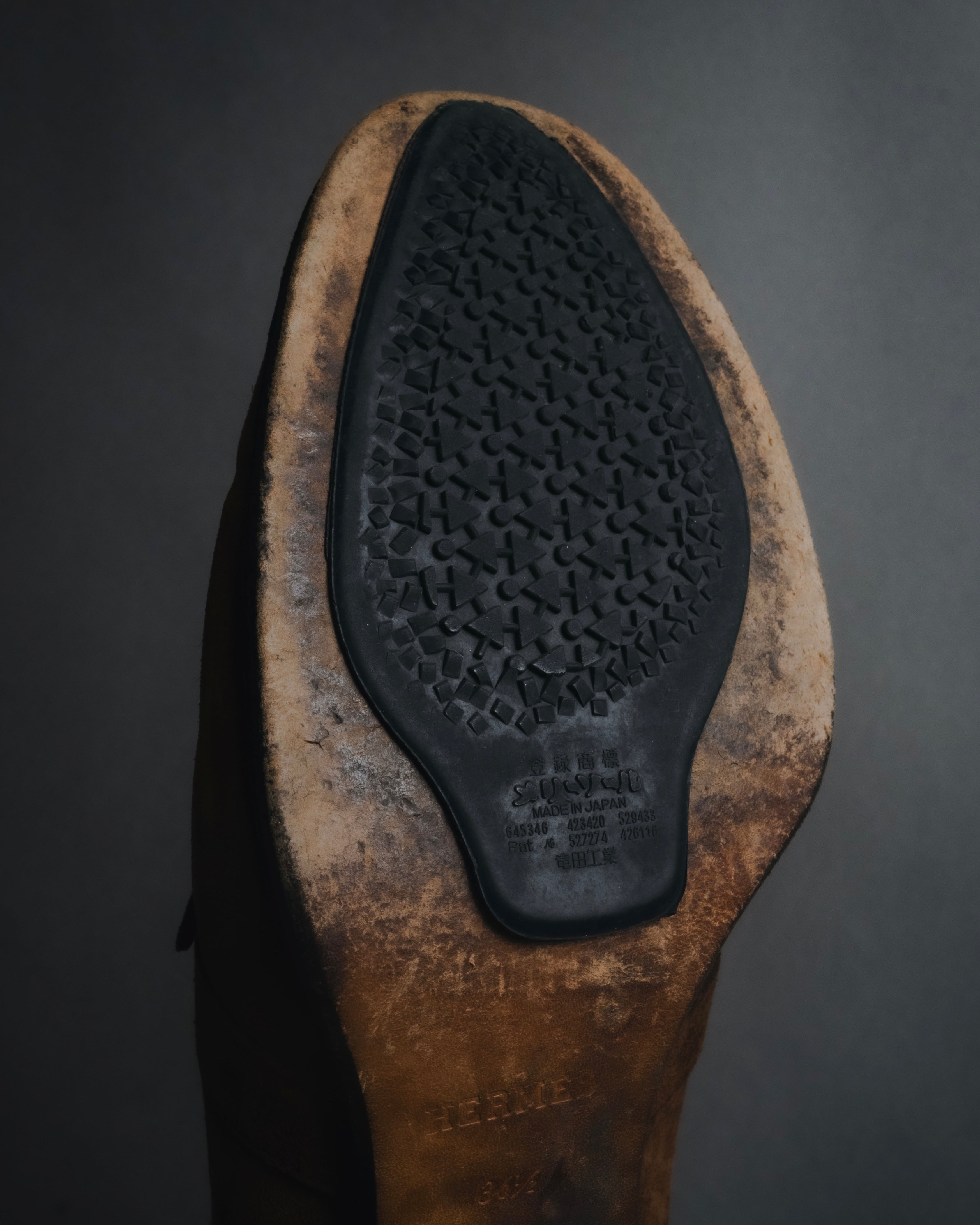 "HERMES" 00’s suede h buckle heeled loafers