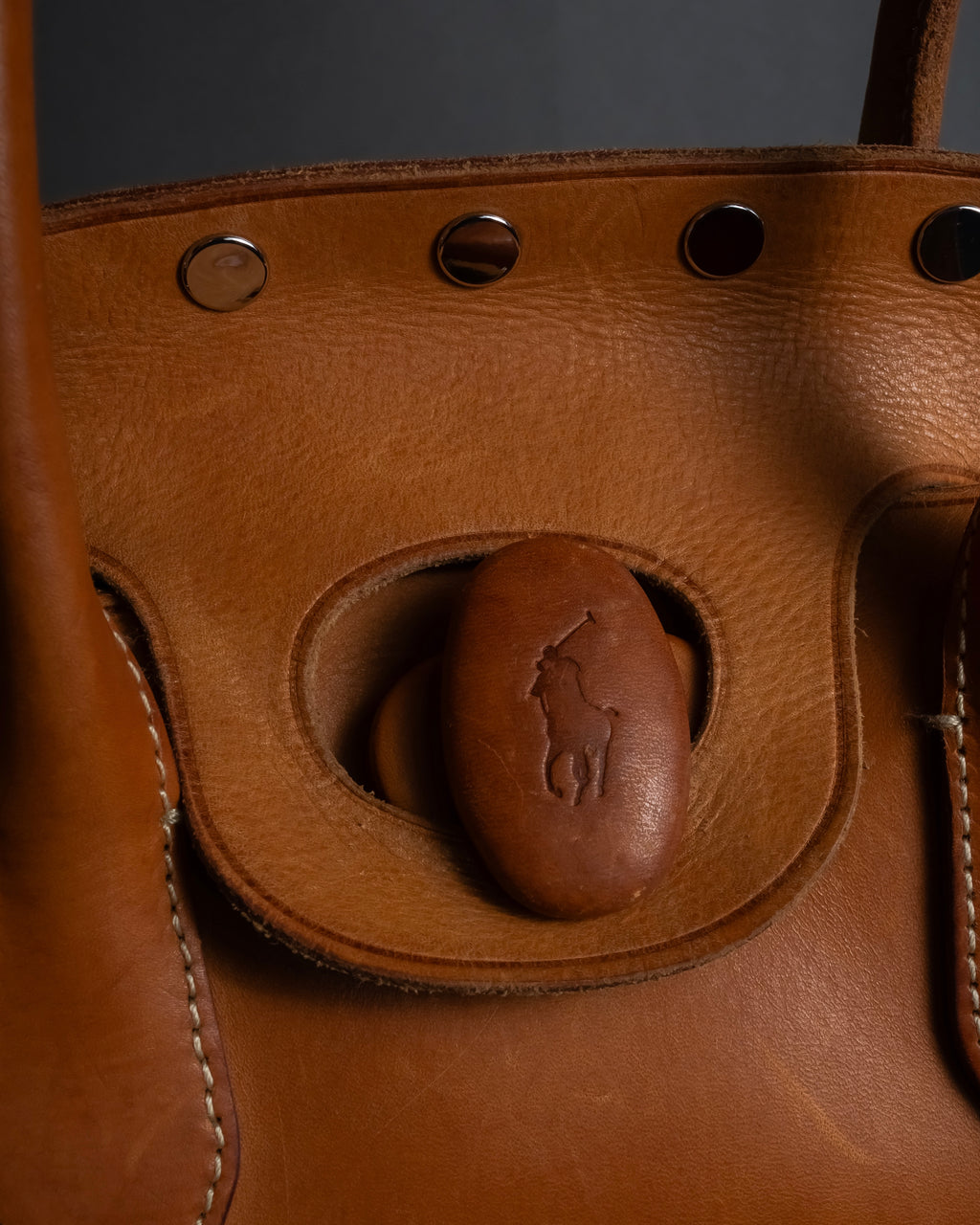 "Ralph Lauren" Metal stud design 2-way leather bag