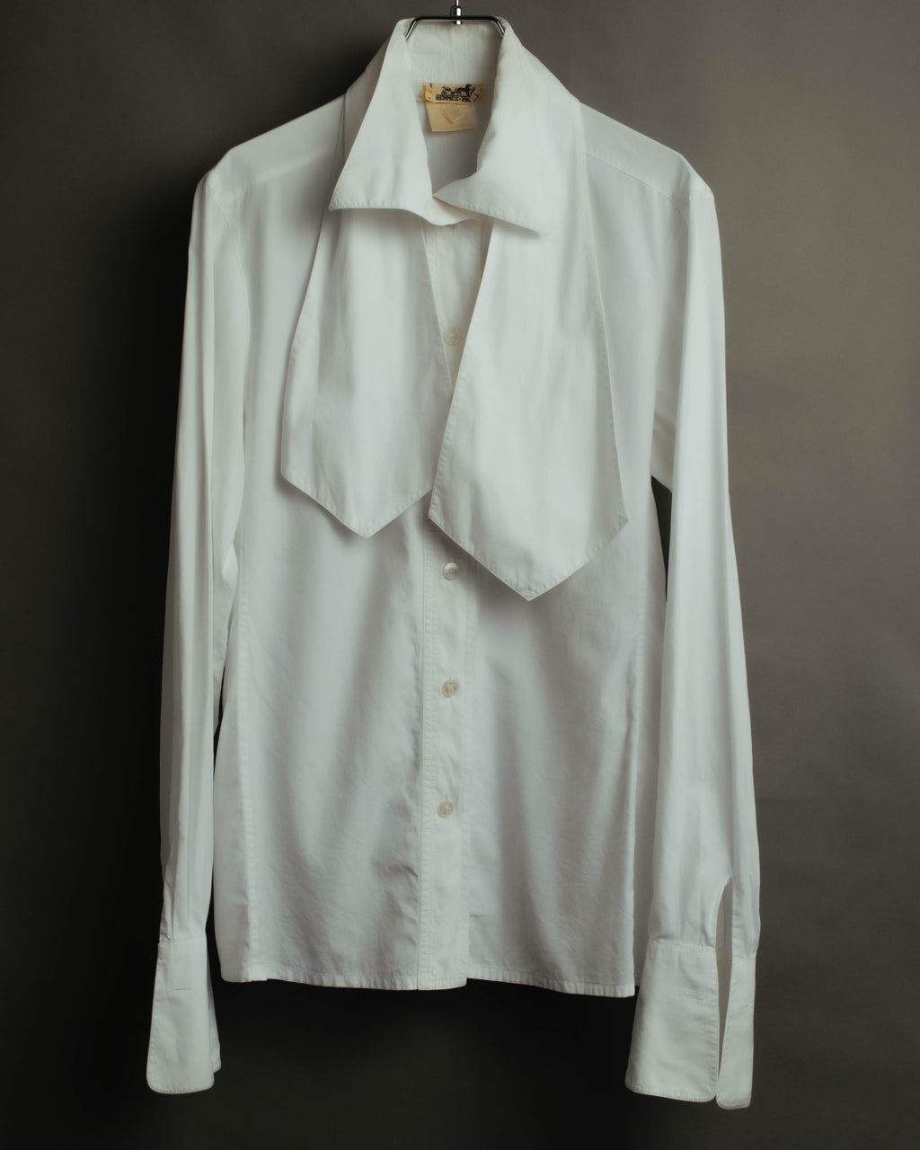 "Hermès" 70's-80's Elegant scarf collar shirt