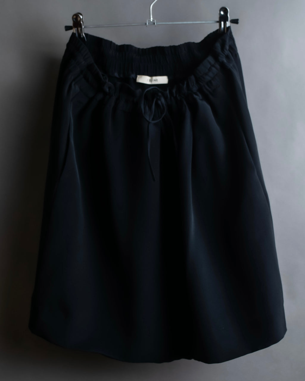 "CELINE" Gathered design mid-length silk skirt