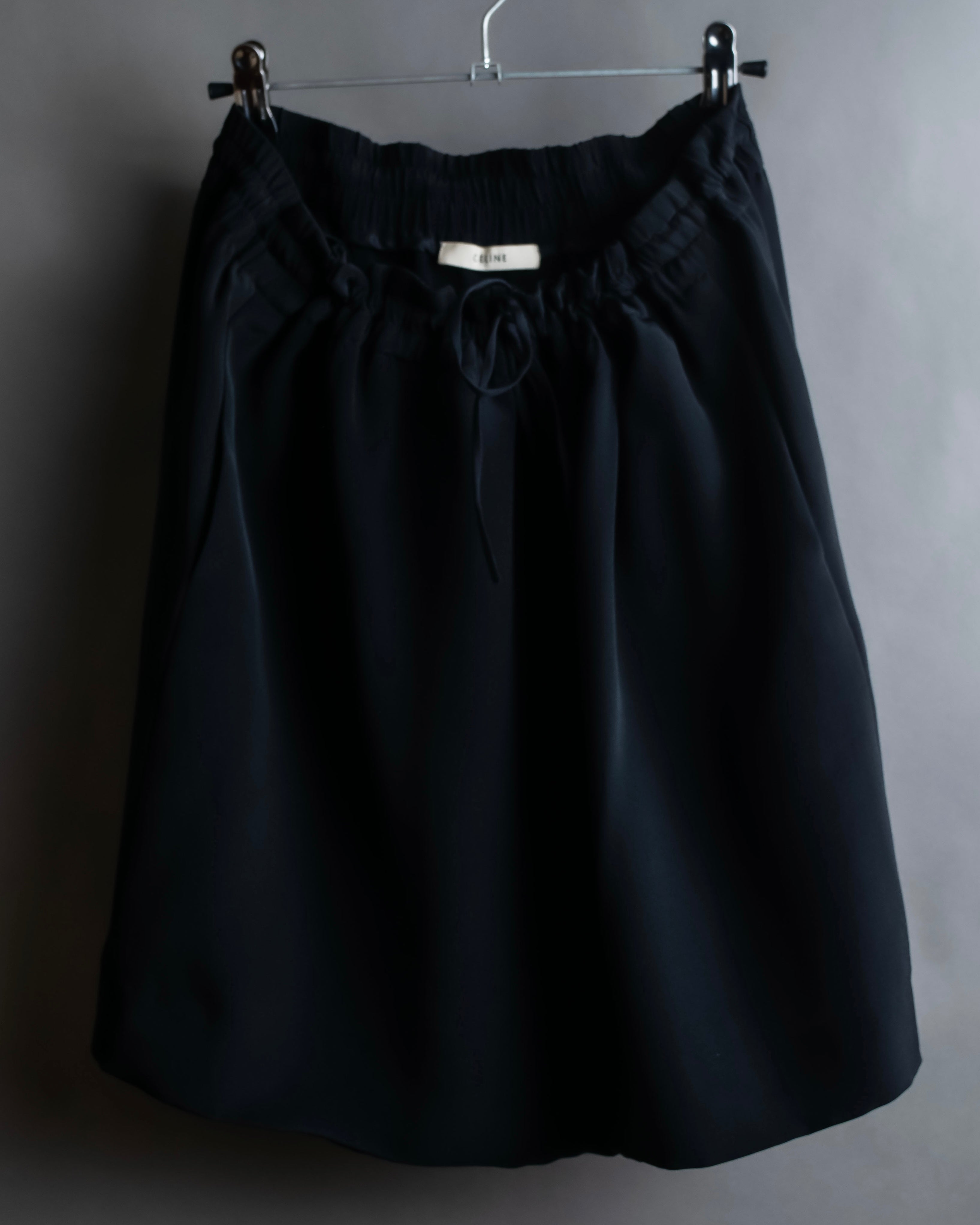 "CELINE" Gathered design mid-length silk skirt