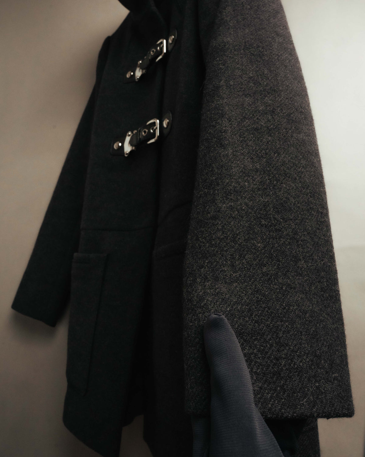 “miu miu” 00’s-10’s Wool angora leather buckle coat