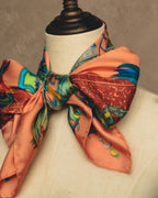 "GUCCI" Late 70's-early 90's oriental motif silk scarf
