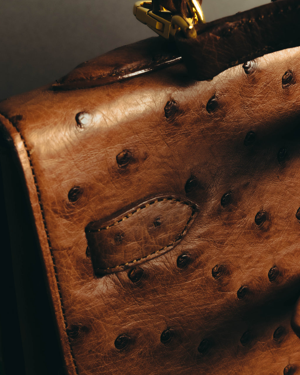 "JARDIN DES SACS" 80's-90's Structured ostrich leather top handle bag