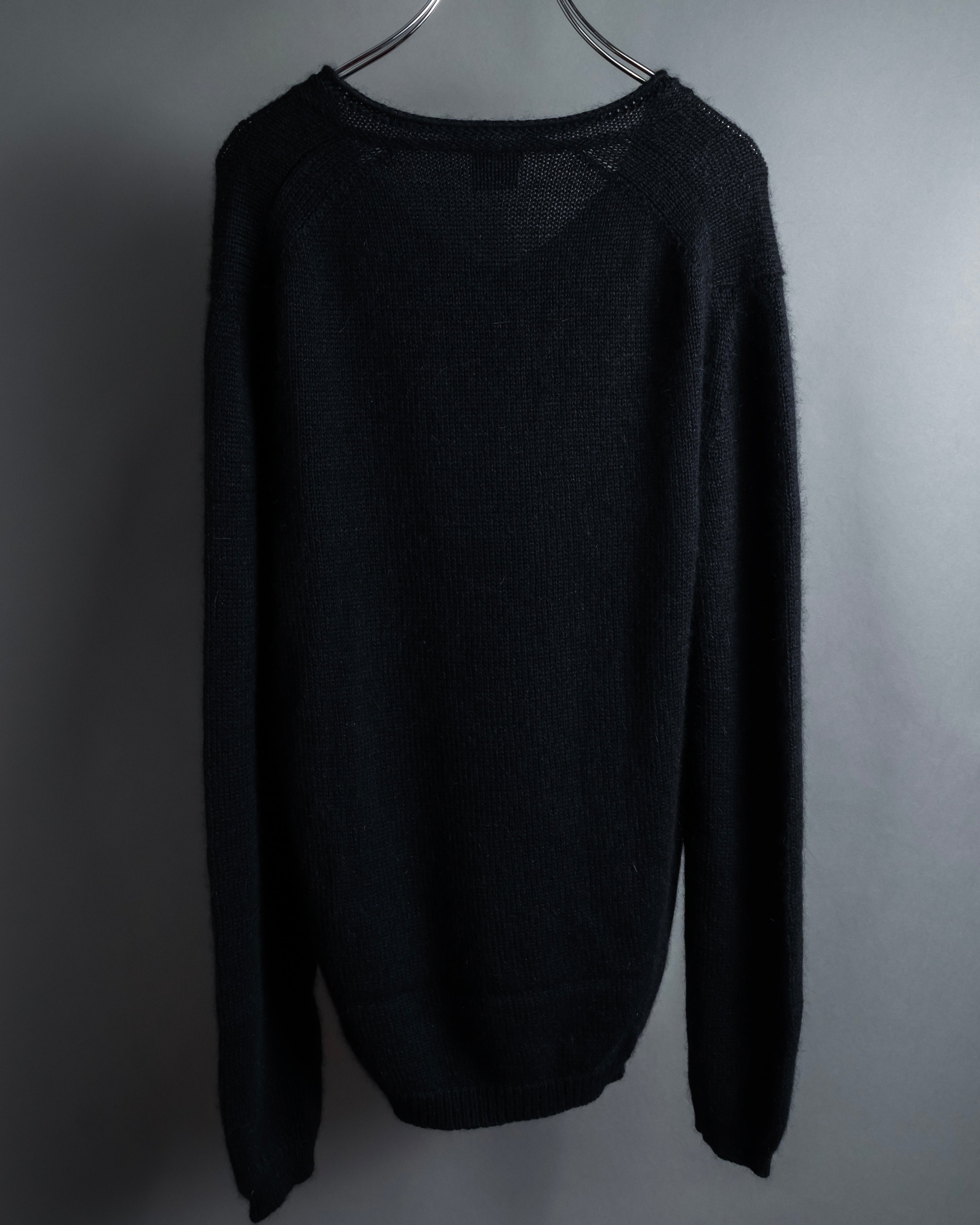 "GUCCI" Silky mix angora V-neck knit pullover