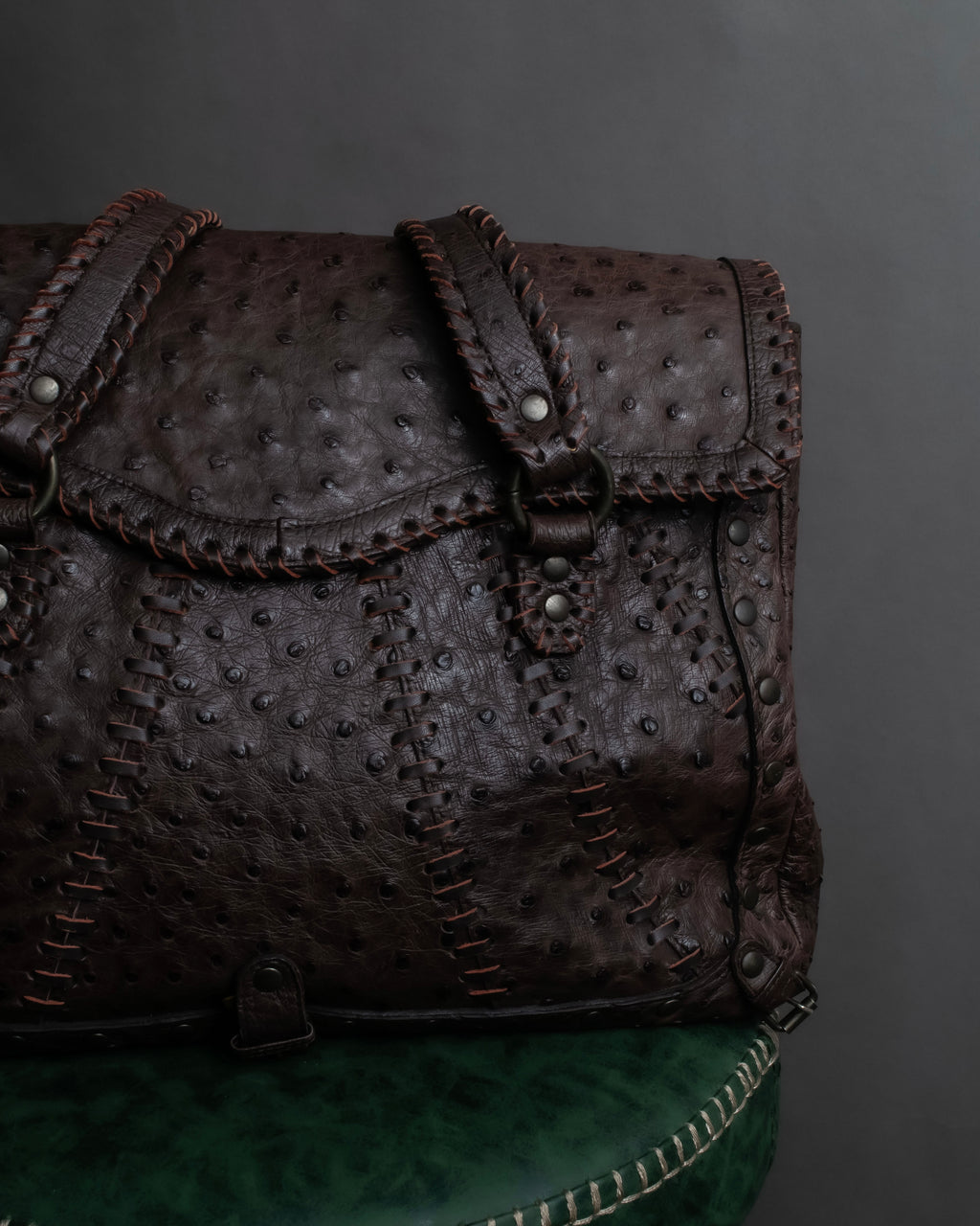 "Vintage JRA standard ostrich leather bag"