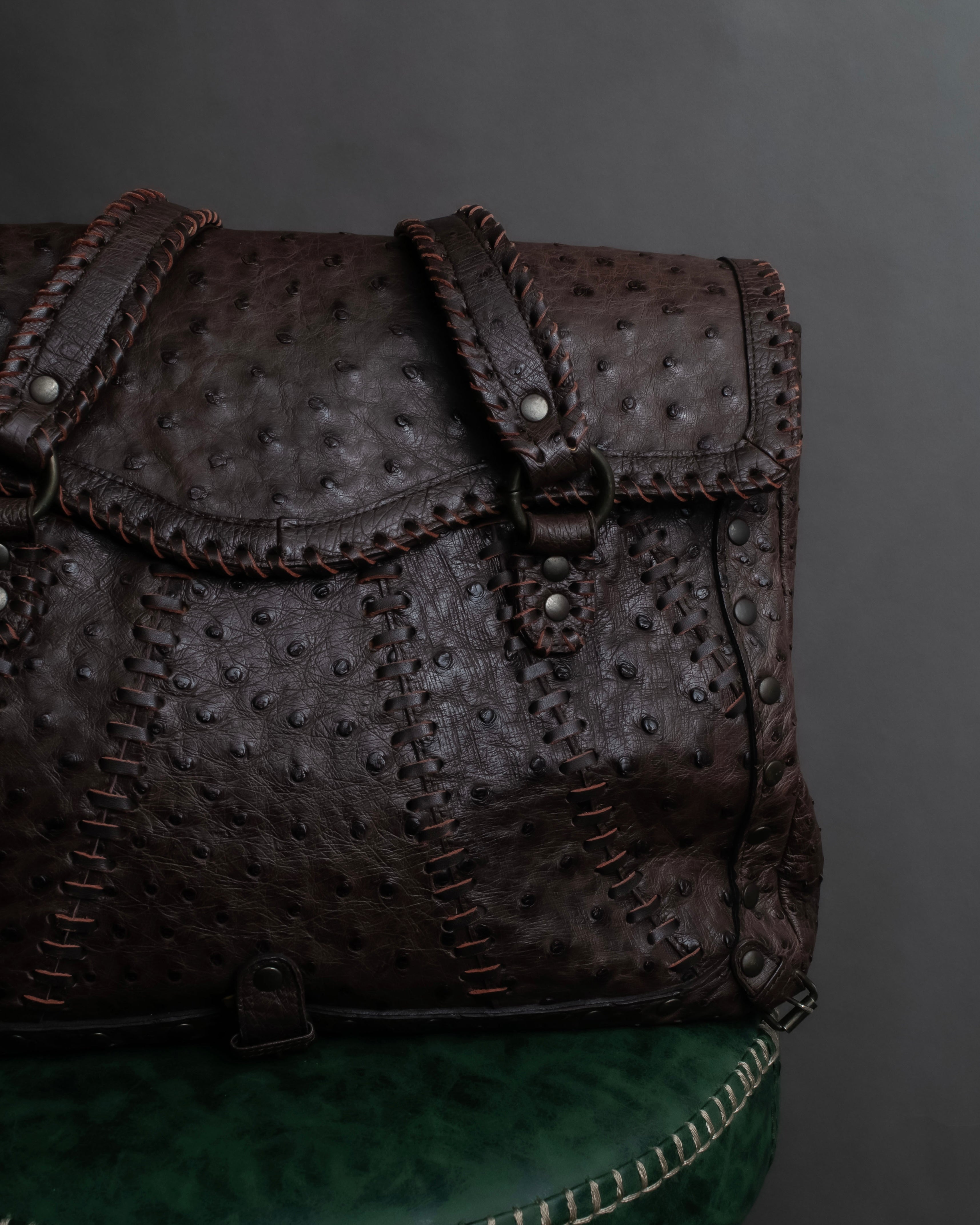 "Vintage JRA standard ostrich leather bag"