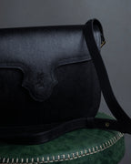 "YVES SAINT LAURENT" Cassandra logo engraved flap design leather bag