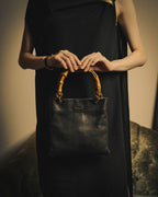 –SPECIAL– “JIL SANDER” 20’s Bamboo handle grained leather shopper bag