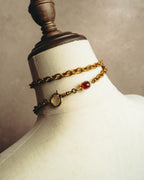 -SPECIAL - “CHANEL” 70’s-80’s Gripoix glass cabochon charm sautoir necklace