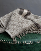 "GUCCI" GG monogram logo pattern fringe design stole