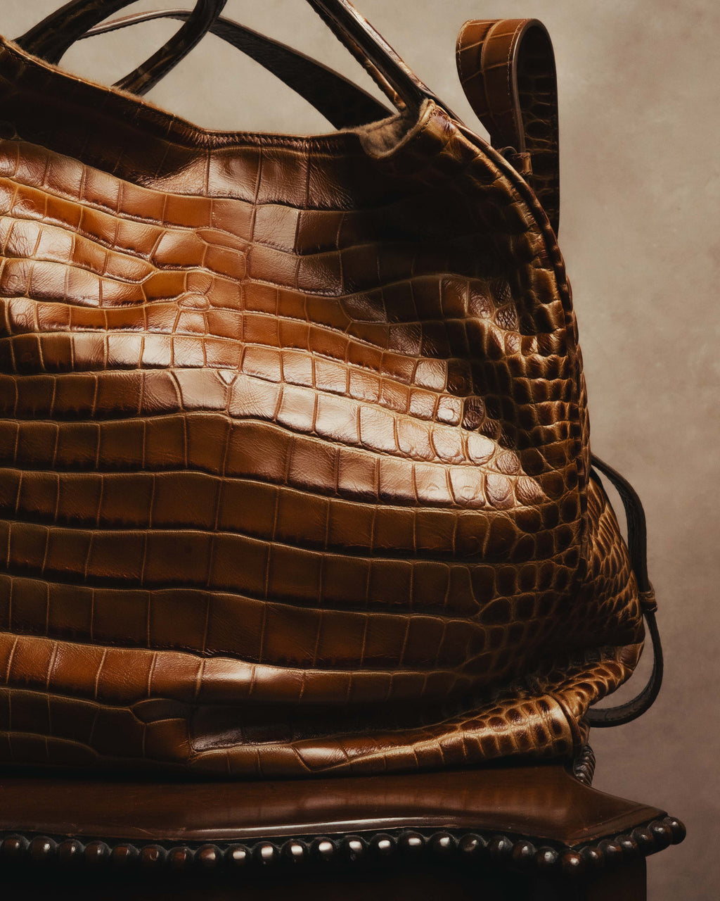 “Max Mara” 00’s-20’s crocodile-embossed 2way backpack