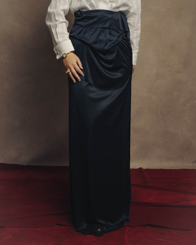 -SPECIAL– “Maison Martin Margiela” 12SS Draped satin maxi skirt