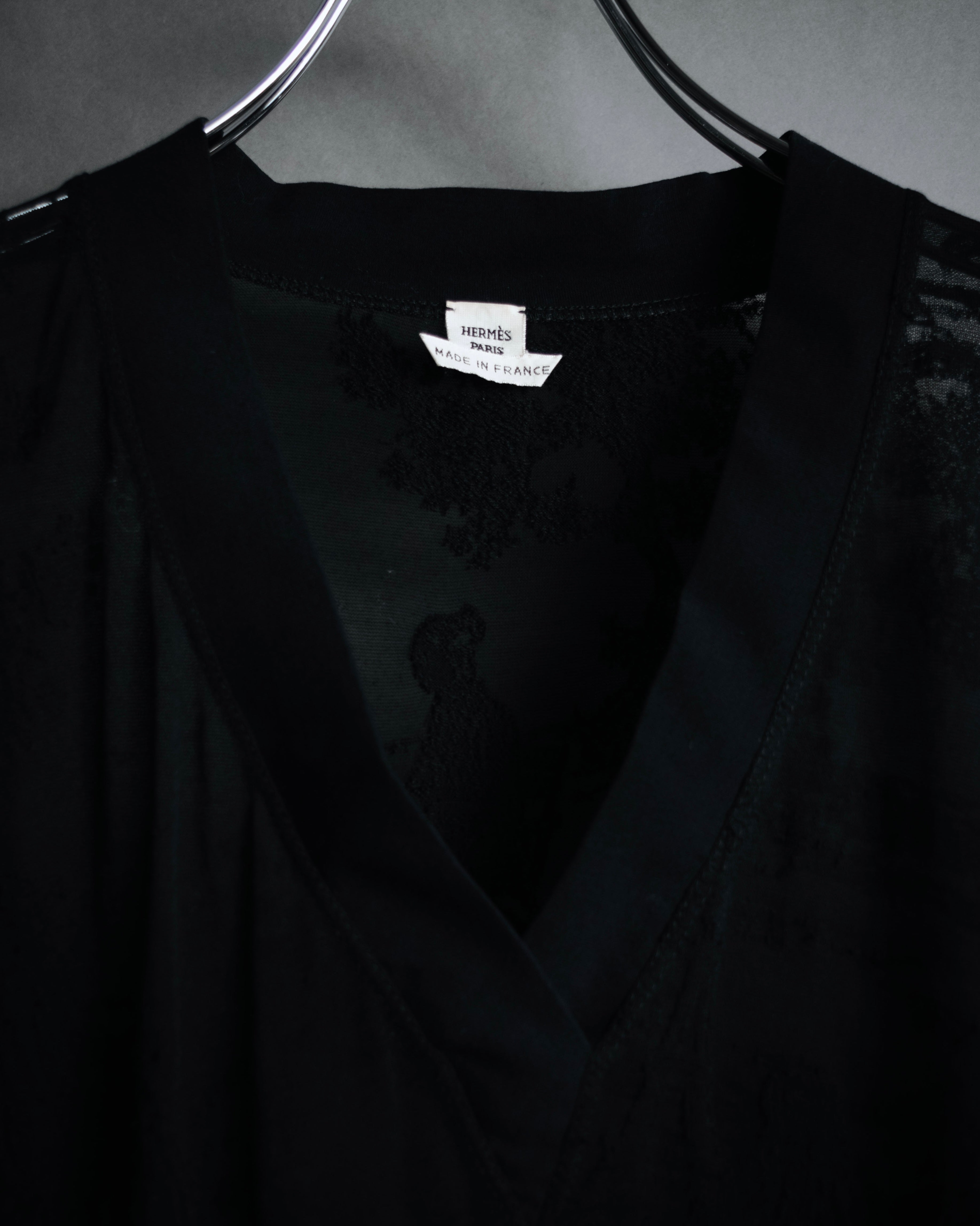 –SPECIAL– "HERMES" 00’s Sheer botanical lace cotton pullover