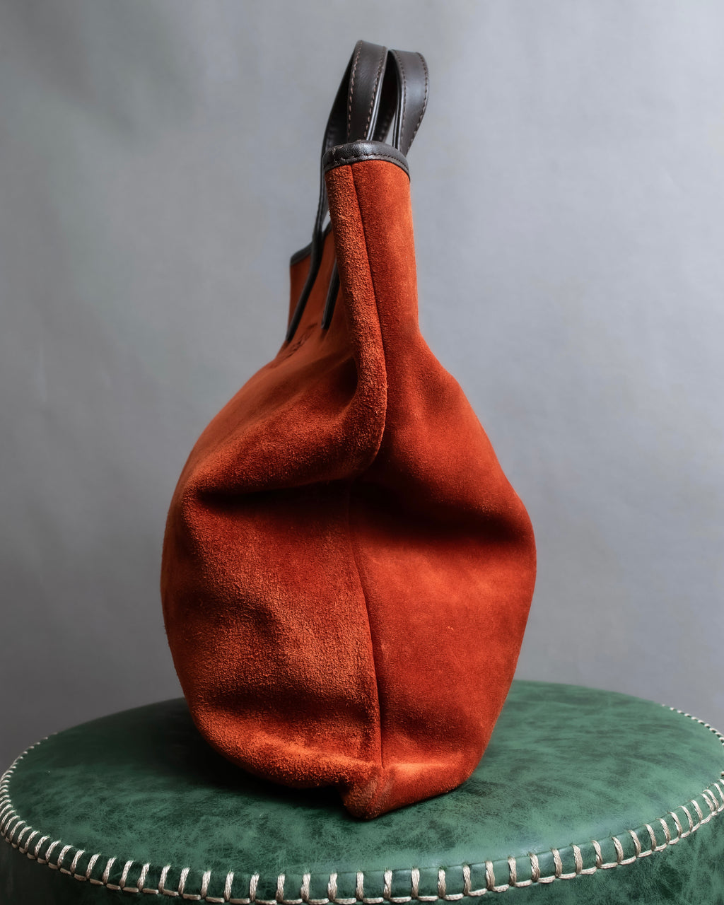 "LOEWE" Anagram logo engraved suede leather tote bag