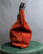 "LOEWE" Anagram logo engraved suede leather tote bag