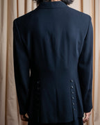"DKNY" Peak lapel buttoned tailored jacket＆pleated wrap skirt set up