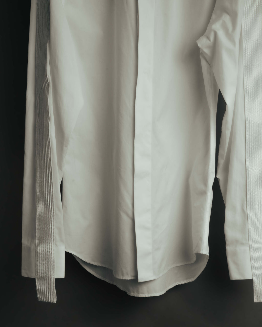 -SPECIAL- "Dior" 10's-20's Sculptural cord embellished concealed placket long sleeve dress shirt