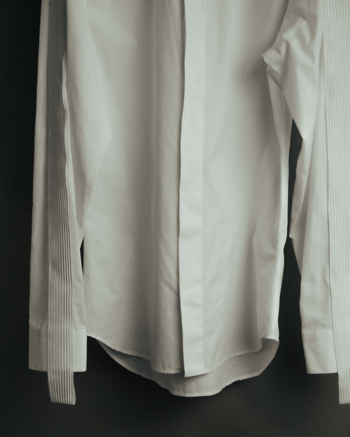-SPECIAL- "Dior" 10's-20's Sculptural cord embellished concealed placket long sleeve dress shirt