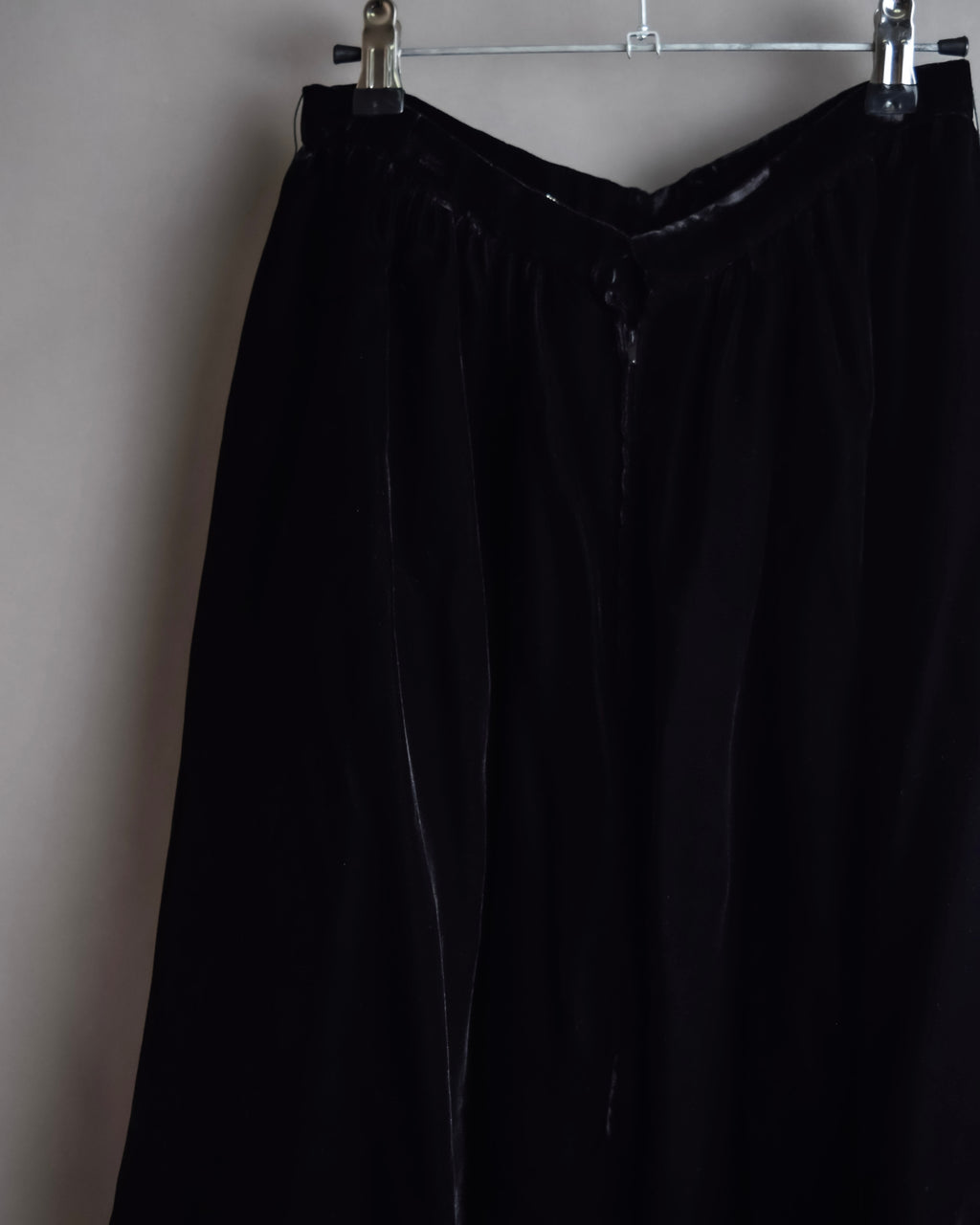 "CELINE" Pleated satin hem velvet flare skirt