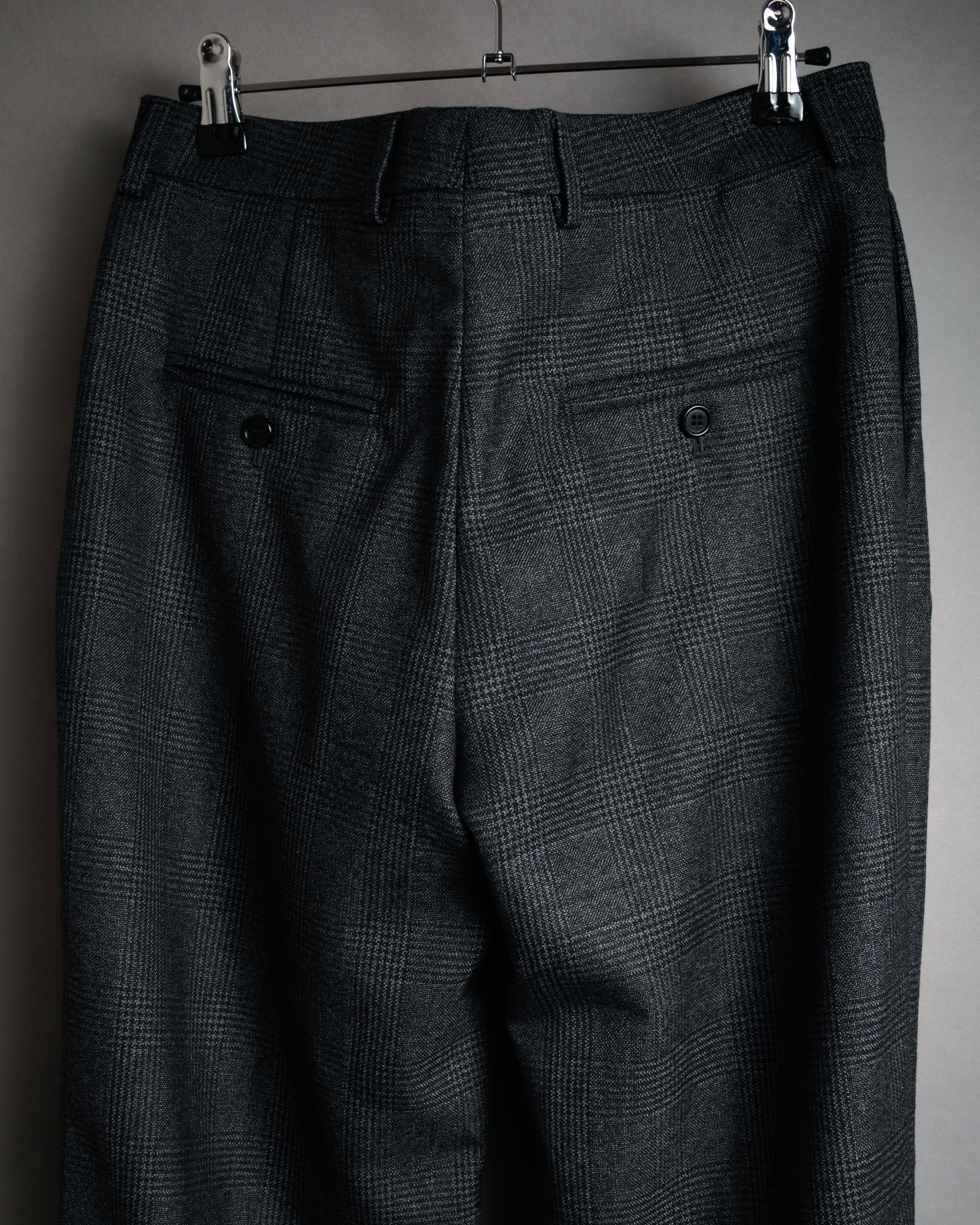 “CELINE” Post-2018 Glen check wool tailored trousers