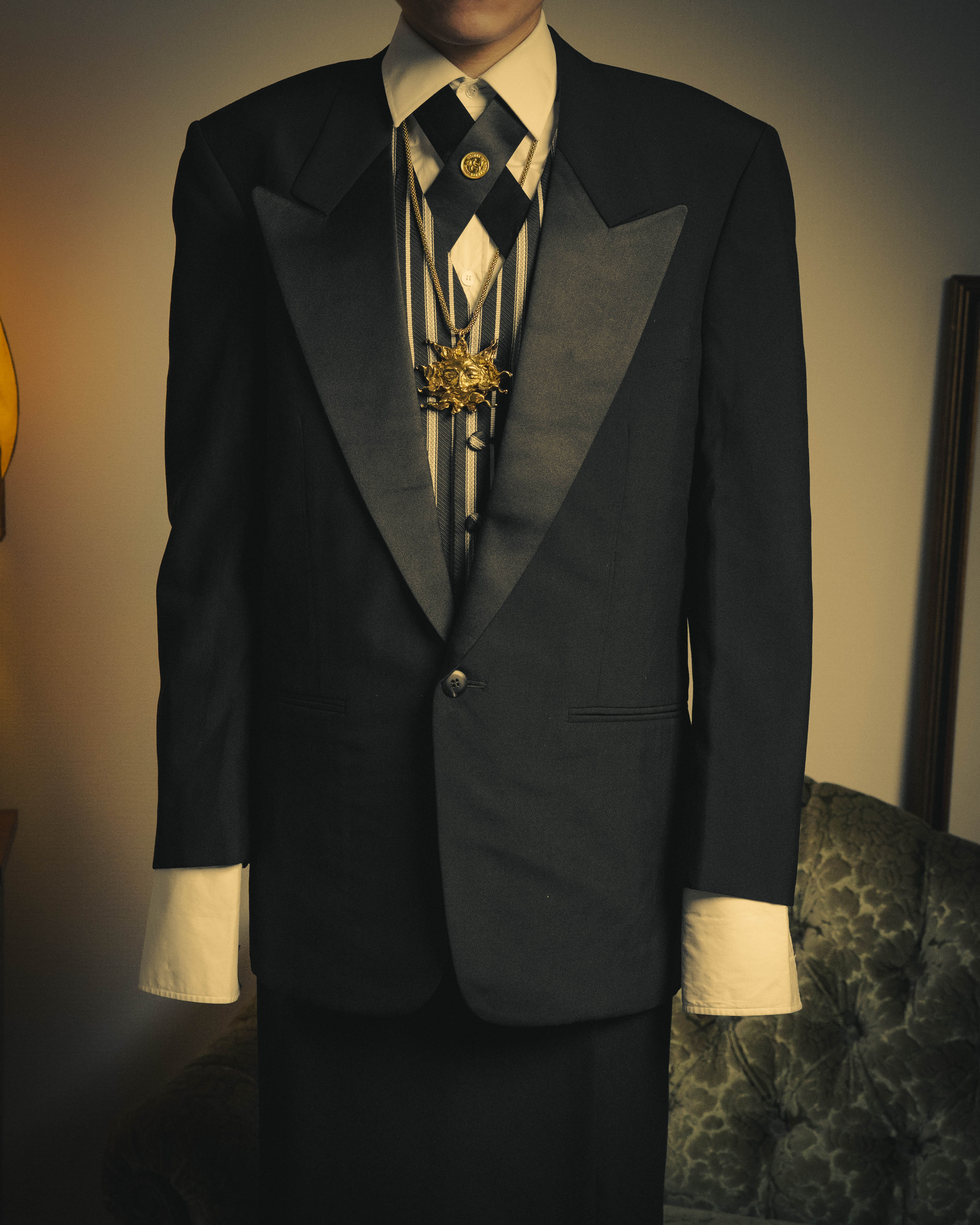 -SPECIAL- “Christian Dior MONSIEUR” 80’s-90’s satin peak-lapel tuxedo jacket