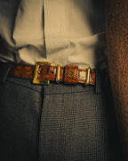 -SPECIAL- “LOEWE” 80’s-90’s Crocodile pattern anagram leather belt