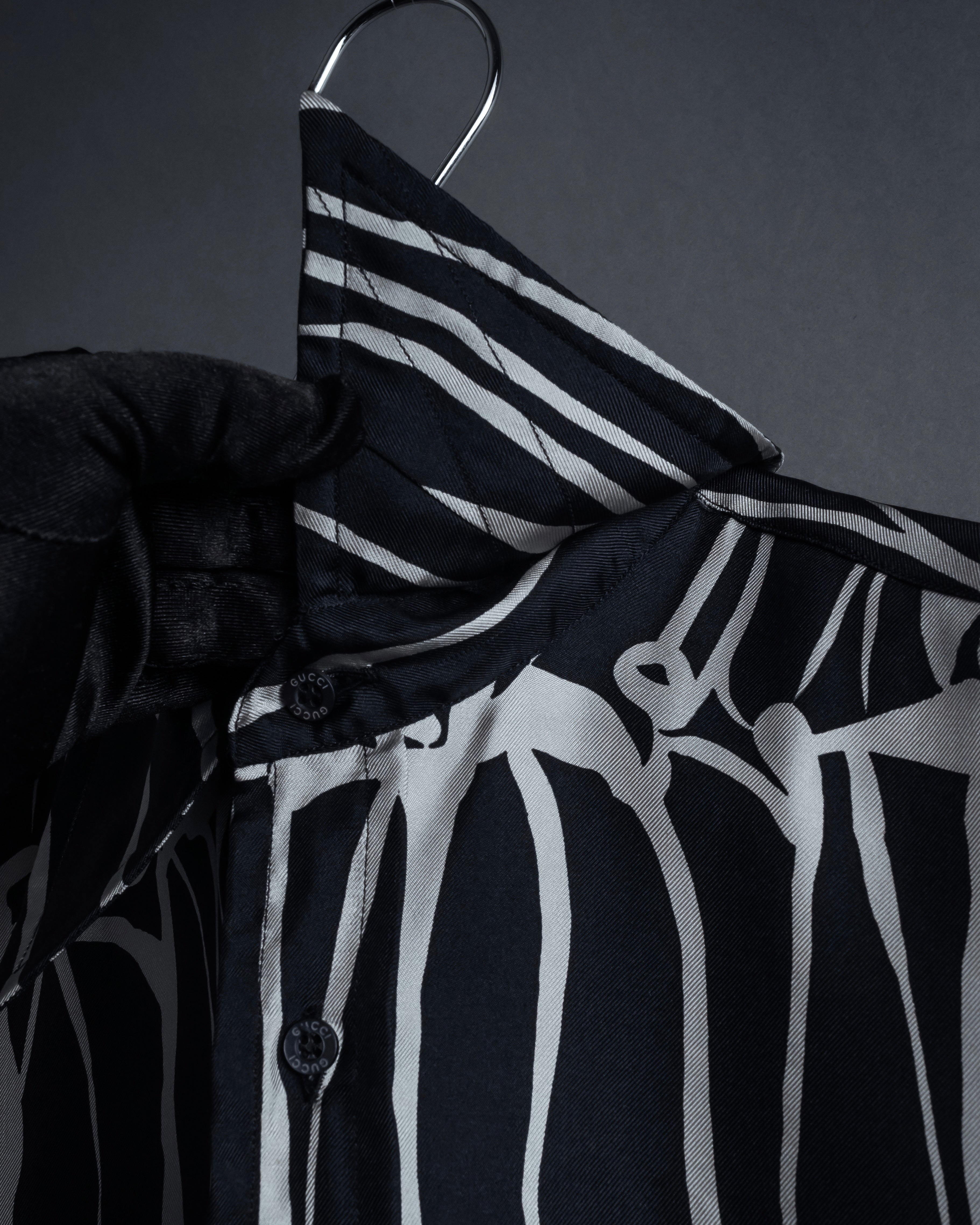 "GUCCI" Handwritten calligraphy pattern silk shirt