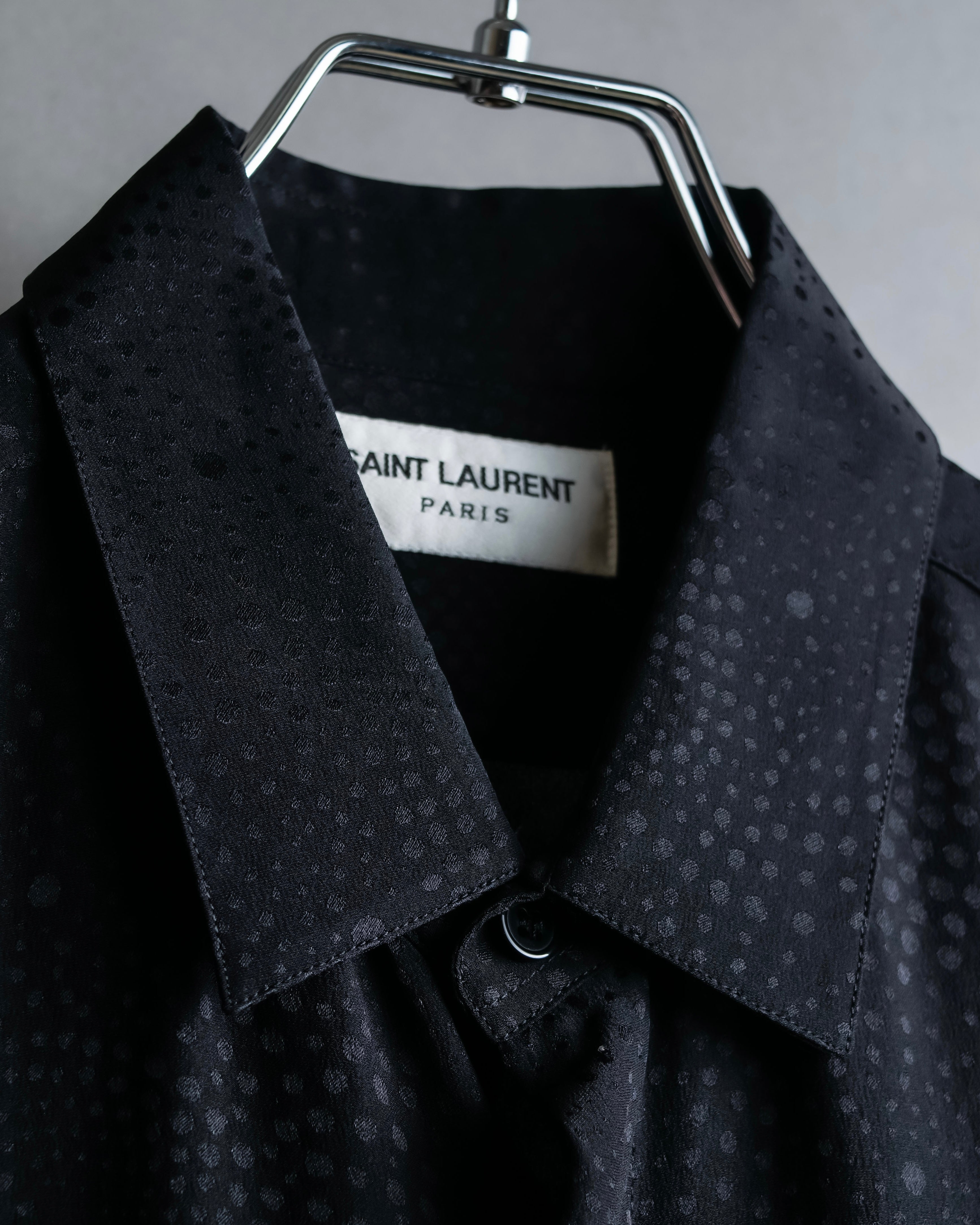 "Saint Laurent" Jacquard pattern silk satin shirt