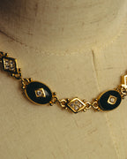 "BURBERRYS" 90's Emerald enamel costume jewelry necklace