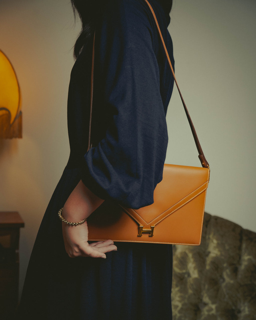 -SPECIAL- "HERMES" 70's-80's Vintage Lydie leather shoulder clutch bag
