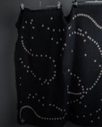 "CHANEL" Pearl fringe design gauze scarf