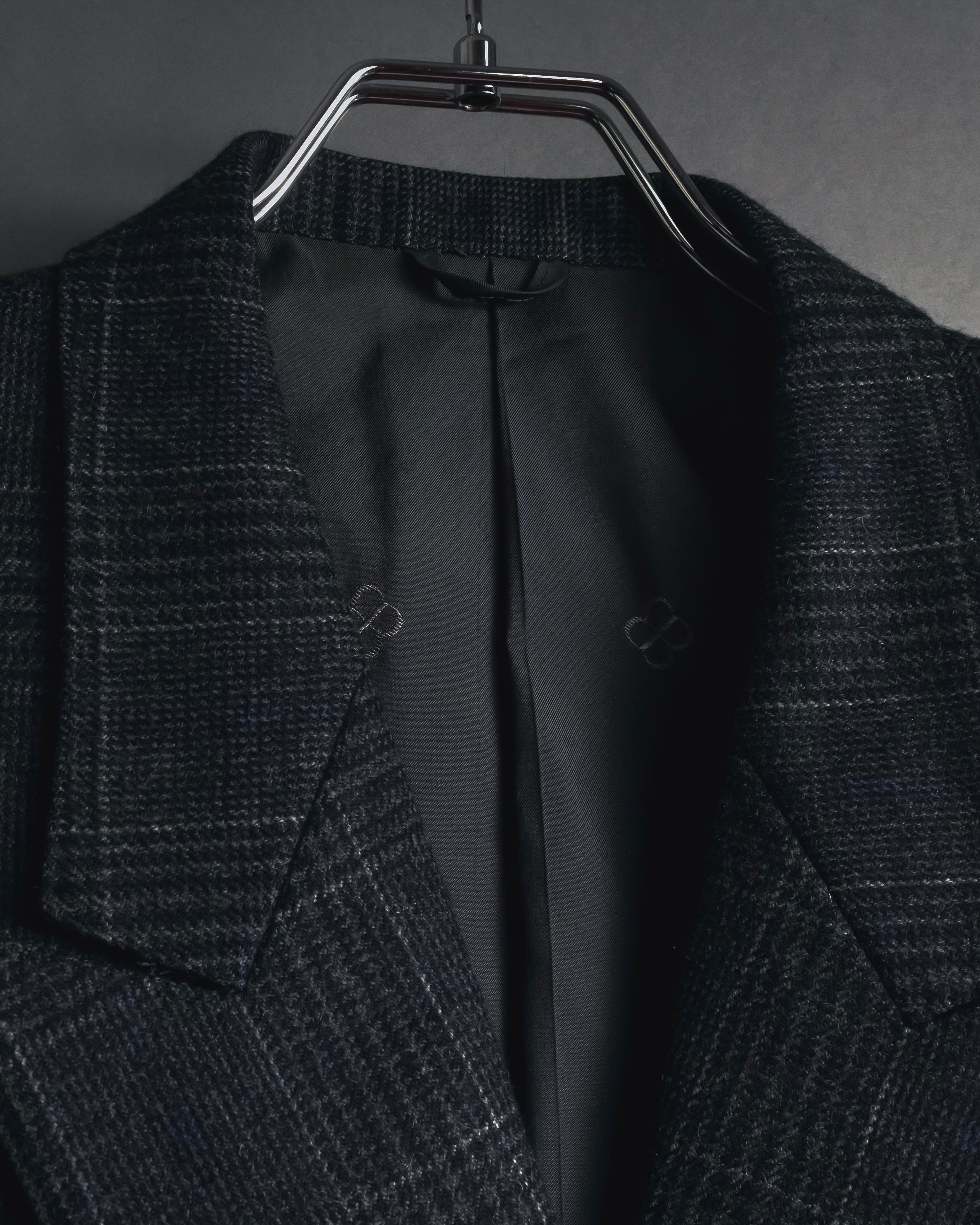 "BALENCIAGA" 90’s Cashmere blend glen check double-breasted blazer
