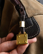 "LOEWE" Logo engraved suede mini boston bag