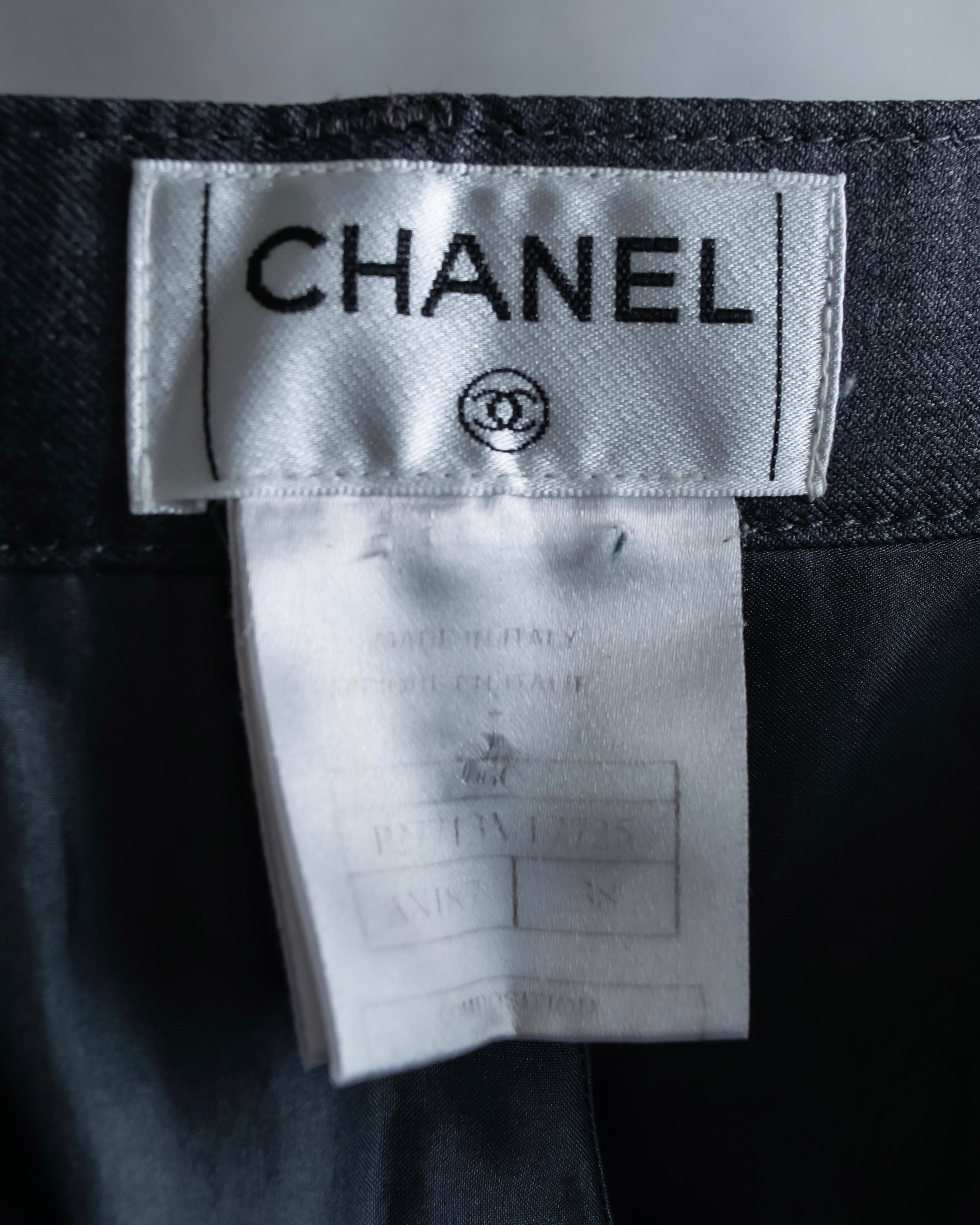 "CHANEL" 100% wool wide tapered slacks