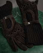 –SPECIAL– “HERMES” 80’s-90’s Cashmere lined suede driving gloves