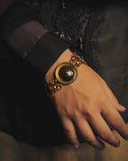 -SPECIAL- “LOEWE” 80’s-90’s Sculptural black anagram medallion chain bracelet