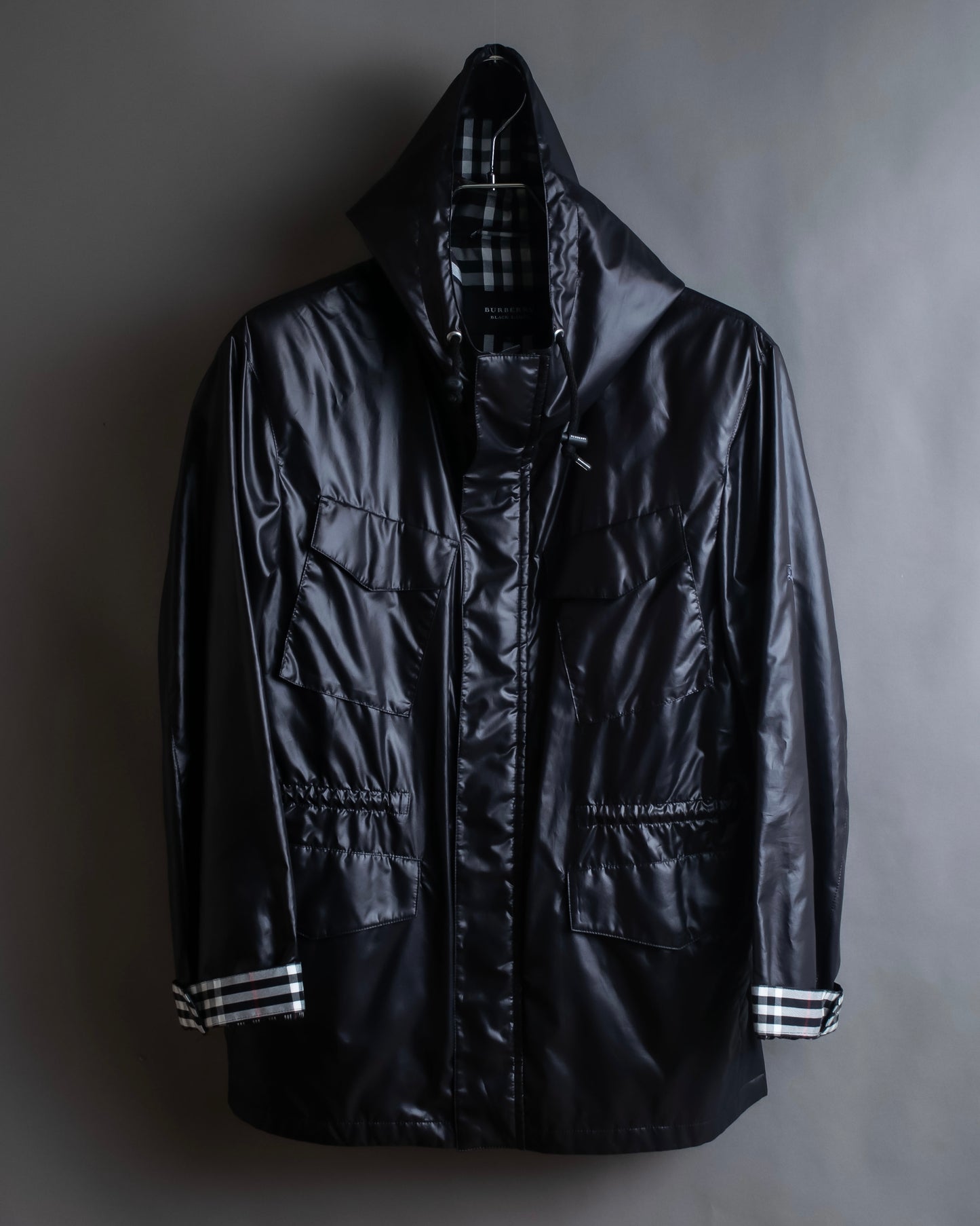 "BURBERRY Black Label" Checked nylon gather hooded blouson