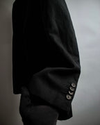 "HERMES" 90's Elegantly relaxed cotton linen tailored jacket