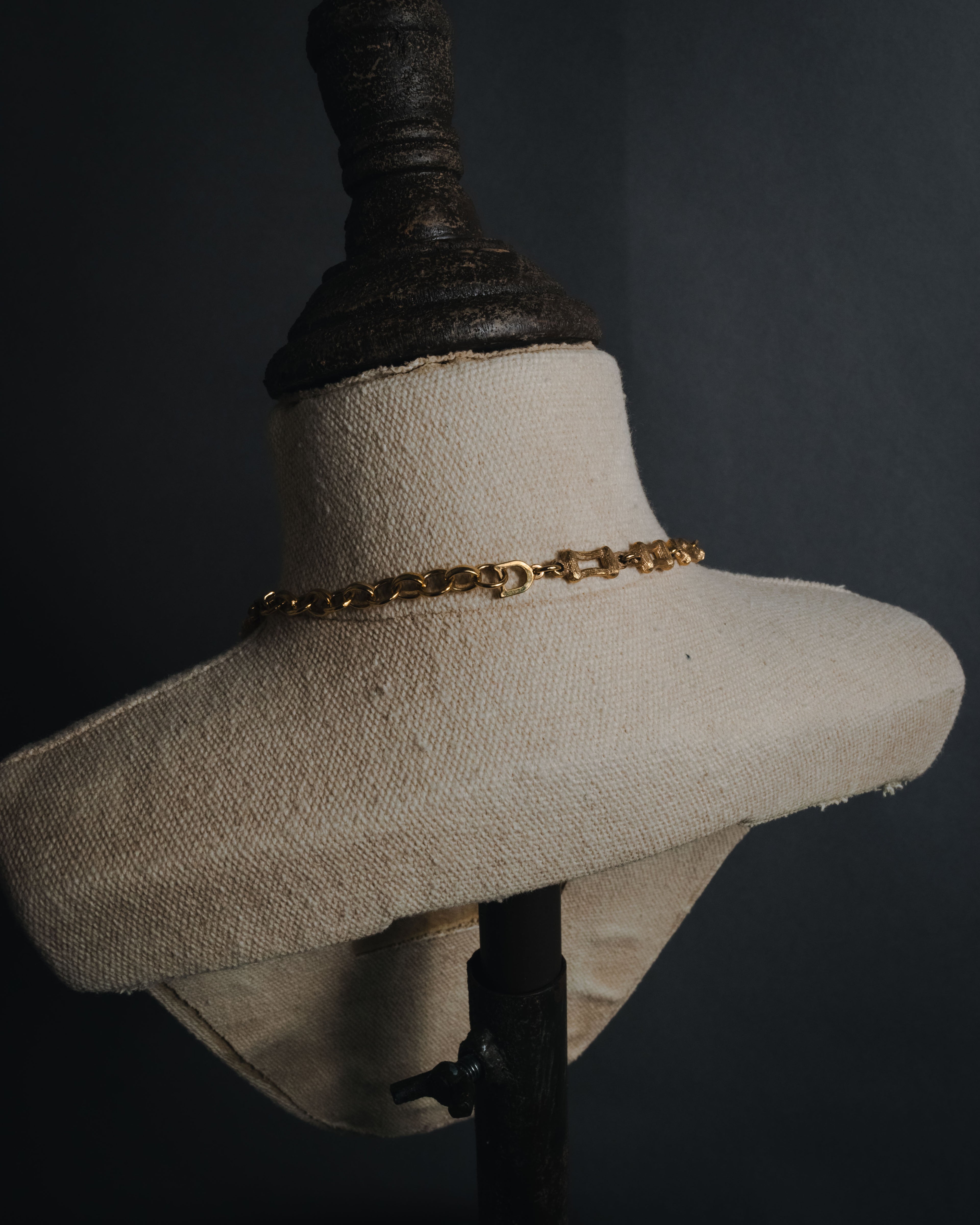 "Christian Dior" 80’s textured geometric link chain necklace