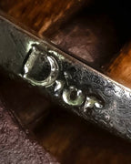 "DIOR" Logo engraved narrow silver ring