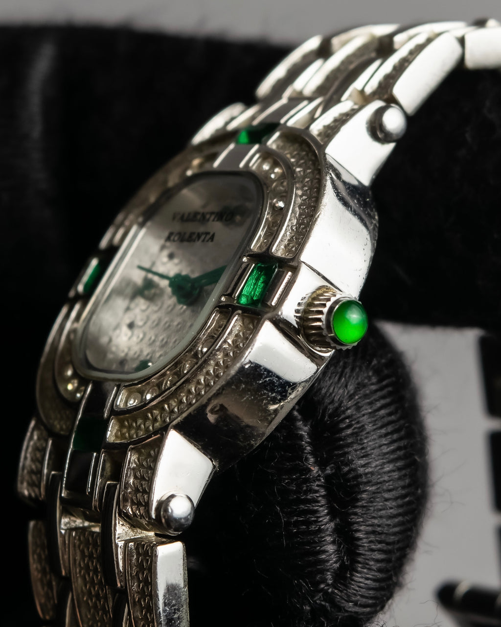 "VALENTINO ROLENTA" Green stone design square watch bracelet