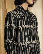 "GUCCI" Handwritten calligraphy pattern silk shirt