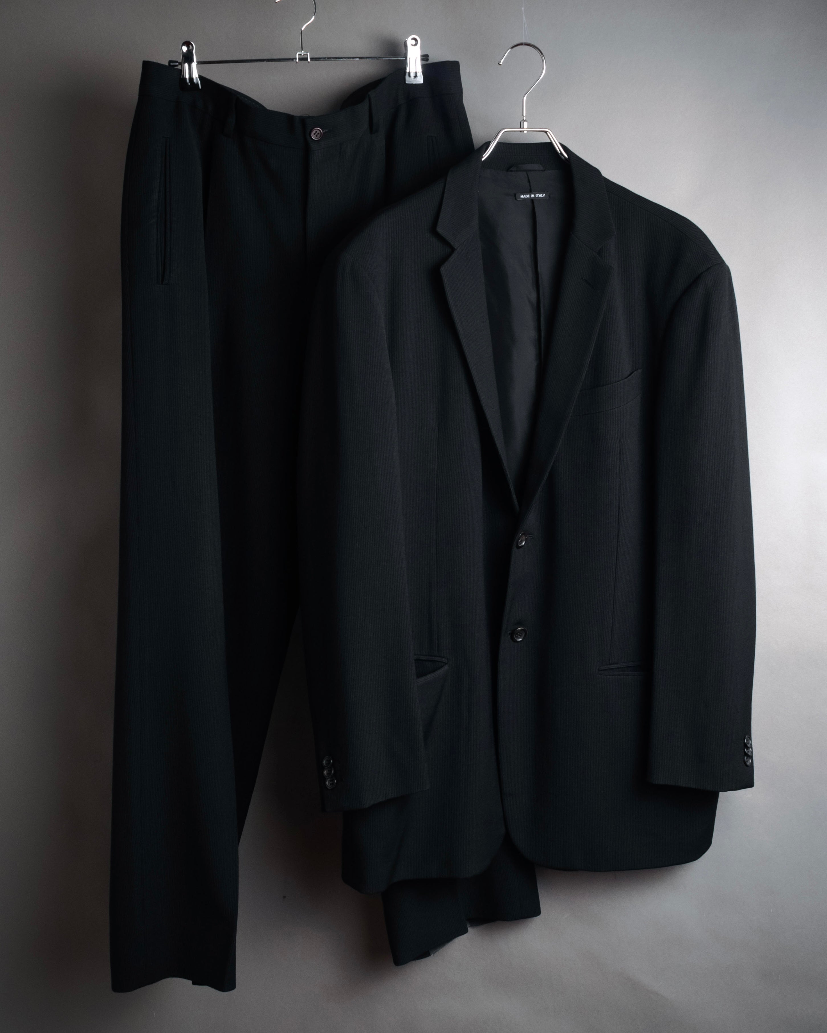 “GIORGIO ARMANI” 90’s Textured wool silk suit set