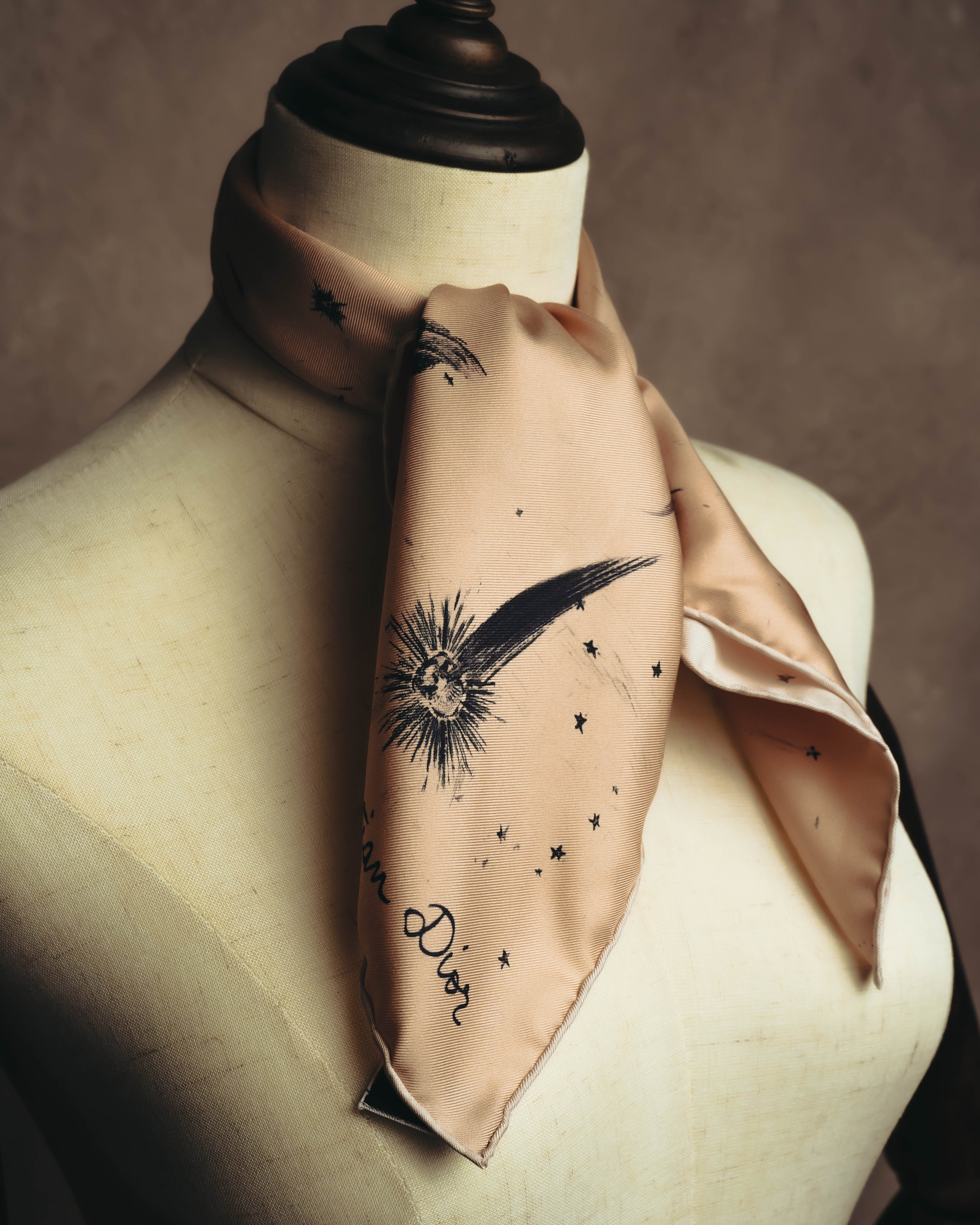 –SPECIAL– "Christian Dior" Celestial print silk square scarf