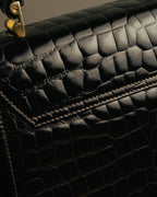 -SPECIAL- "TIFFANY & CO." 70's-80's Shiny crocodile top handle bag